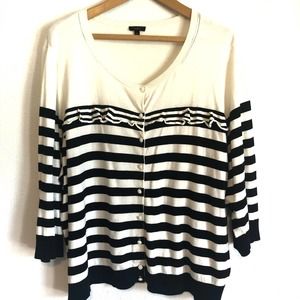 Talbots black and white striped cardigan. Size 3X.